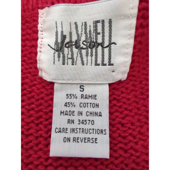 VTG Red & White Embroidered Applique Snowflake Full Zip Sweater Women's Size S - Picture 3 of 7